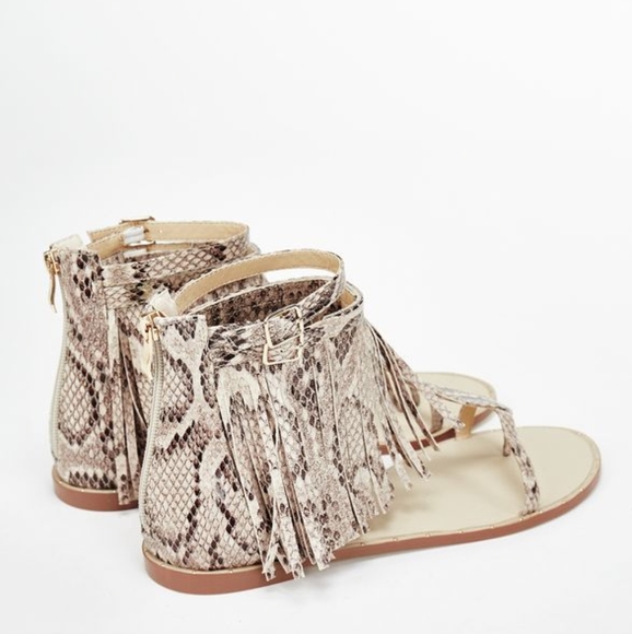 JustFab Winnifred reptile fringe sandals size 6½ - Picture 4 of 10